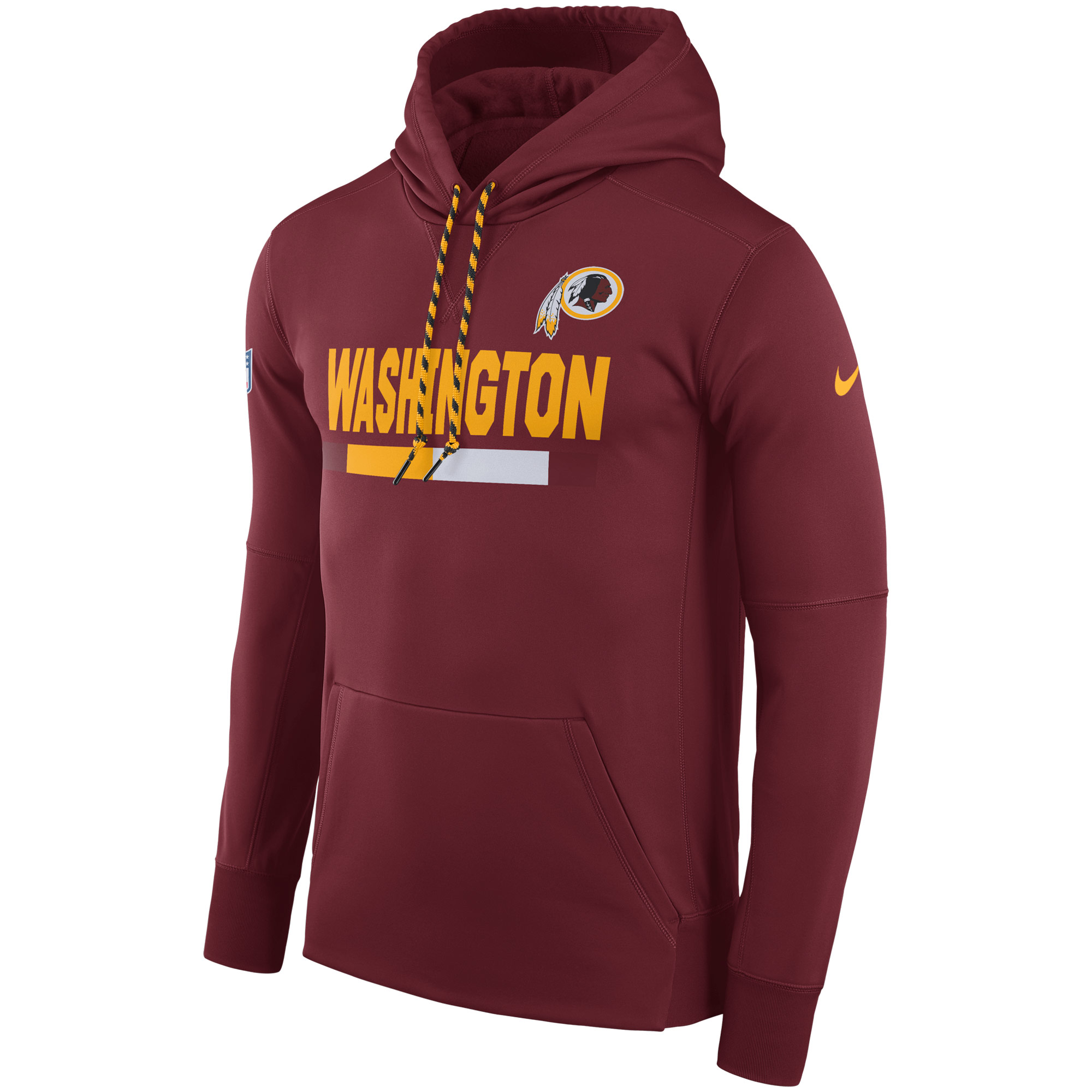 NFL Men Washington Redskins Nike Burgundy Sideline ThermaFit Performance PO Hoodie